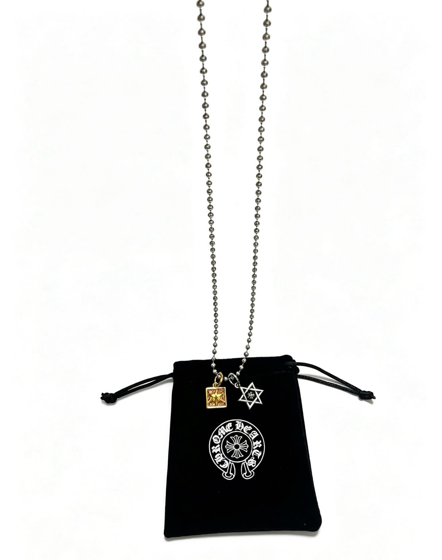 Chrome Hearts Beaded Necklace with Star and Square Charms Chrome Hearts Beaded Necklace with Star and Square Charms